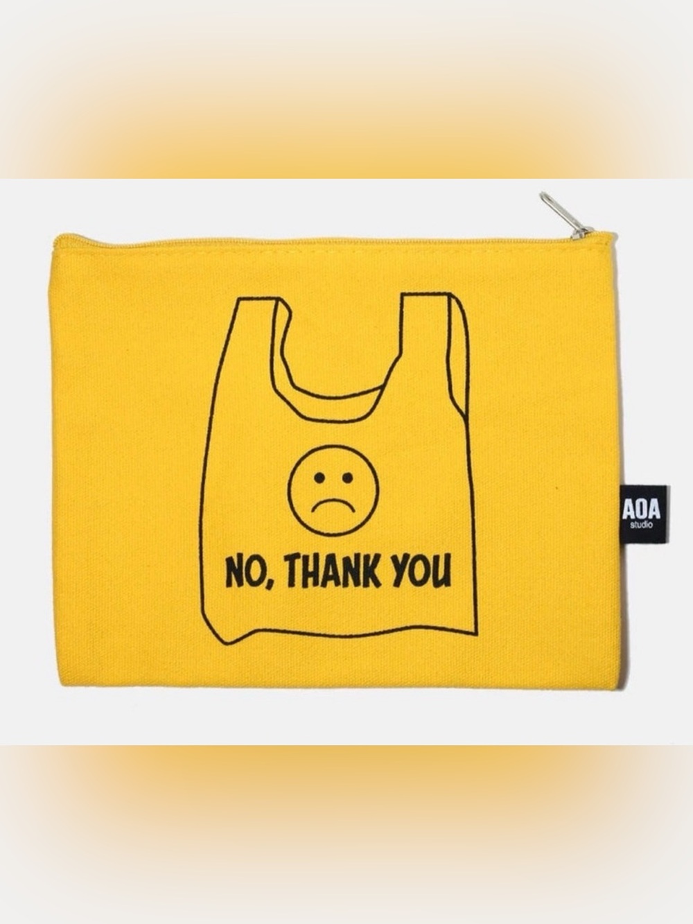 3/$15 Canvas Pouch Yellow No Thank You Bag Deisgn
